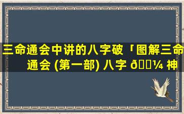 三命通会中讲的八字破「图解三命通会 (第一部) 八字 🌼 神煞」